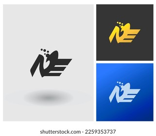 Logo NE Estilo de monograma de forma de letra