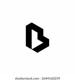 Logo with negative space concept forming the letter B logo. Futuristic, modern, simple, and unique logo style. Suitable for technology, computer, internet, and security companies.