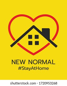 Logo of New normal, Stay at home and stay safe.-vector Illustration 