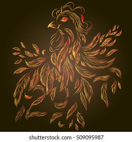 logo new year rooster head feathers the color of fire

