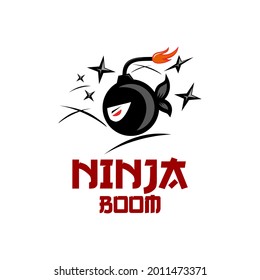 logo for ninja boom cartoon fire vector