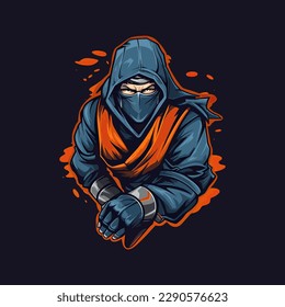 Logo de un guerrero ninja, diseñado en estilo ilustrativo esport 