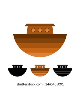 Logo of Noah's Ark. Ship to rescue animals and people from the Flood. Biblical illustration.