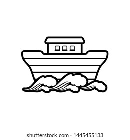 Logo of Noah's Ark. Ship to rescue animals and people from the Flood. Biblical illustration.