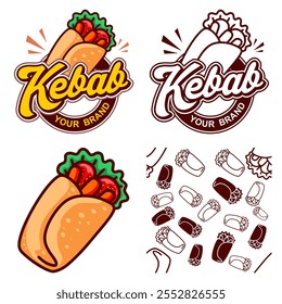 logo, Noddle plate, hot, bar, fire, lettering, splash, logotype design. Hand drawn vector illustration