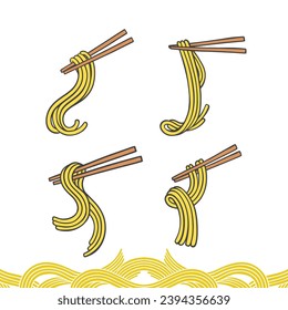 logo noodle with chopsticks, asian noodles vector