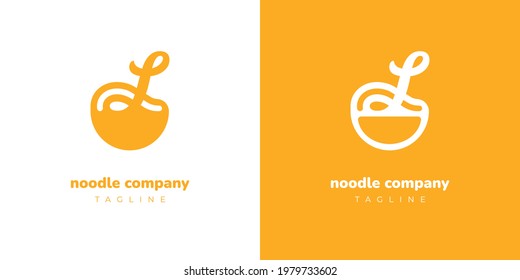 logo for a noodle company. abstract vector wok template. simple sign of a restaurant or cafe with a name that starts with the letter L. spaghetti icon in a plate.