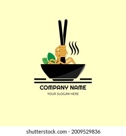 Logo noodle design vector for restaurant, chinese food 