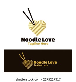 Logo noodle love art illustration