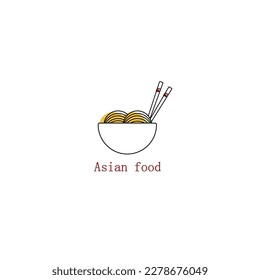 Logo de tallarines sobre el tema de la comida asiática