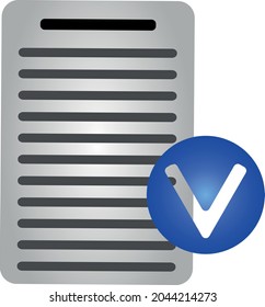 nota de logotipo. logotipo con una imagen de una hoja de papel y una marca de verificación