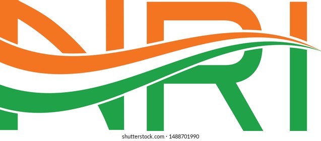 Logo for NRI text or Symbol. Non Resident Indian. 