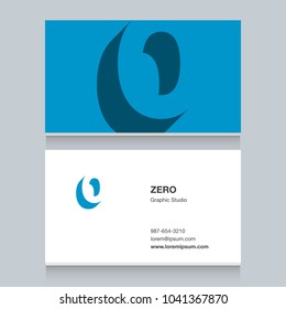 Logo number "0", with business card template. Vector graphic design elements for company logo.