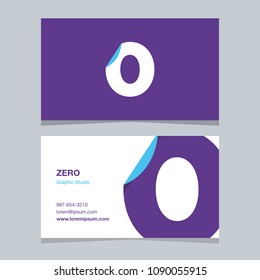 Logo number "0", with business card template. Vector graphic design elements for company logo.