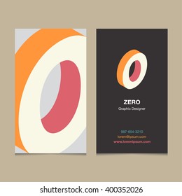 Logo number "0", with business card template. Vector graphic design elements for company logo.