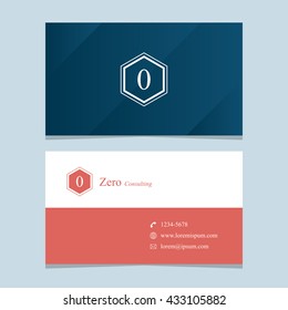 Logo number "0", with business card template. Vector graphic design elements for company logo.