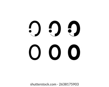 Logo number 0, numeral eight, set of six different thicknesses numbers for your brand name design, vector illustration 10 EPS