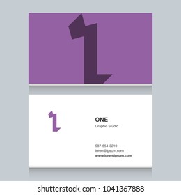 Logo number "1", with business card template. Vector graphic design elements for company logo.