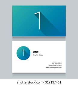 Logo number "1", with business card template. Vector graphic design elements for your company logo.