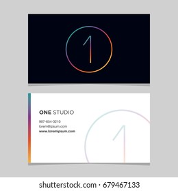 Logo number "1", with business card template. Vector graphic design elements for company logo.