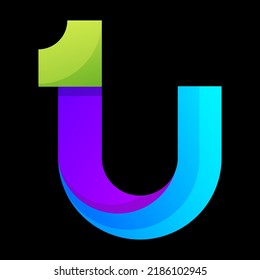 Logo-Nummer 1 und Buchstabe u Farbverlauf-Stil bunt