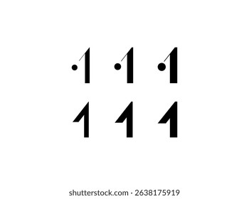 Logo number 1, numeral eight, set of six different thicknesses numbers for your brand name design, vector illustration 10 EPS