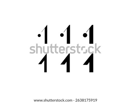 Logo number 1, numeral eight, set of six different thicknesses numbers for your brand name design, vector illustration 10 EPS