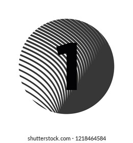 logo number 1 on texture with curved lines