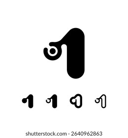 Logo Number 1, set of five different numeral one for your brand name design, vector illustration 10 EPS