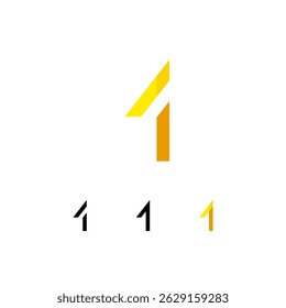 Logo number 1, trendy modern numeral one, set of four different numbers for your brand name design, vector illustration 10 EPS