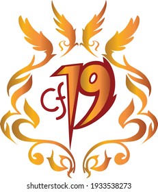 logo number 19 with engraved wings