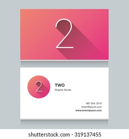 Logo number "2", with business card template. Vector graphic design elements for your company logo.