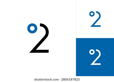 Logo number 2, numeral two from segment line and circle, vector illustration 10EPS
