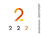Logo number 2, trendy modern numeral two, set of four different numbers for your brand name design, vector illustration 10 EPS