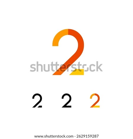 Logo number 2, trendy modern numeral two, set of four different numbers for your brand name design, vector illustration 10 EPS