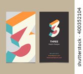 Logo number "3", with business card template. Vector graphic design elements for company logo.