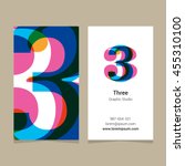 Logo number "3", with business card template. Vector graphic design elements for company logo.