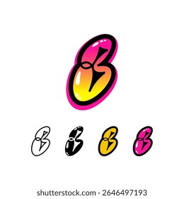 Logo number 3, graffiti numeral three, set of four different art sign for your brand name design, vector illustration 10 EPS
