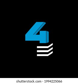 El logotipo es el número 4. La parte inferior está formada por 3 líneas horizontales.