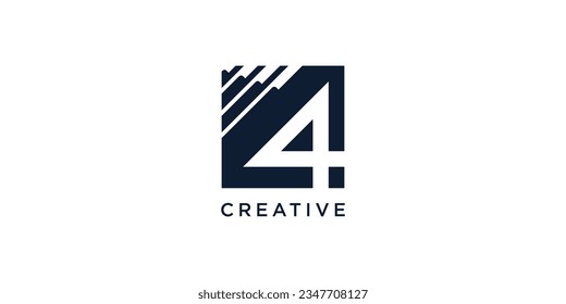 Logotipo número 4 con concepto de diseño creativo vector premium