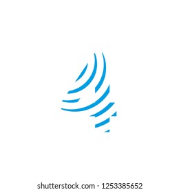 logo number 4 four effect water waves editable vector