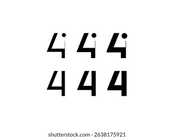 Logo number 4, numeral eight, set of six different thicknesses numbers for your brand name design, vector illustration 10 EPS
