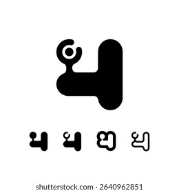 Logo Number 4, set of five different numeral four for your brand name design, vector illustration 10 EPS