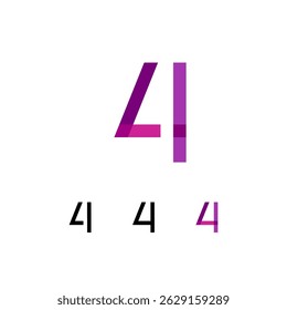 Logo number 4, trendy modern numeral four, set of four different numbers for your brand name design, vector illustration 10 EPS