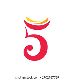 Logo number 5 aniversary with the concept of brush, tourism, and festival