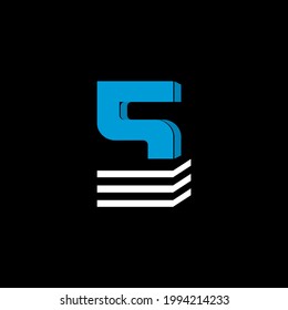The logo is the NUMBER 5. The bottom is made of 3 horizontal lines.