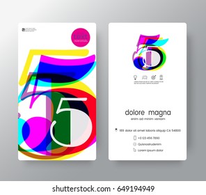  Logo number 5 business card name templates creative design.  Vector graphic design elements for Corporate Identity.