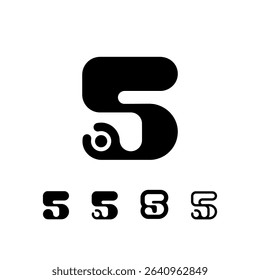 Logo Number 5, set of five different numeral five for your brand name design, vector illustration 10 EPS