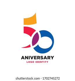 Logo Number 50 Aniversary With The Concept Of Brush, Tourism, And Festival