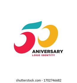 Logo Number 50 Aniversary With The Concept Of Brush, Tourism, And Festival